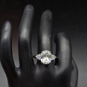 NVC CZ Ring Silver Tone Band Size 9 Engagement